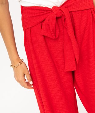 Pantacourt large en maille avec ceinture à nouer femme vue2 - GEMO(FEMME PAP) - GEMO