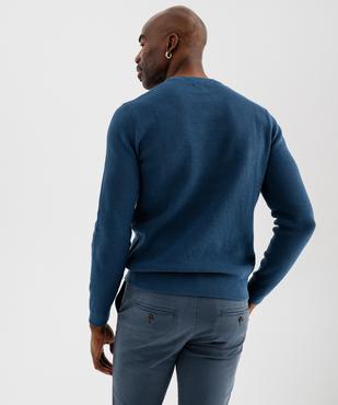 Pull col rond en coton uni homme vue3 - GEMO (HOMME) - GEMO