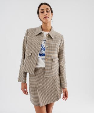 Veste courte à carreaux femme - LuluCastagnette vue5 - LULU CASTAGNETTE G4G D - GEMO