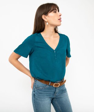 Blouse femme manches courtes en viscose fluide  vue1 - GEMO 4G FEMME - GEMO