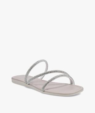 Mules femme à talon plat unies à brides strass vue2 - GEMO (CASUAL) - GEMO
