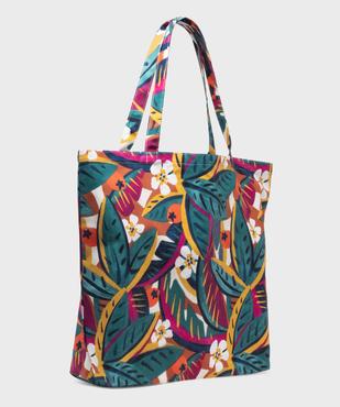 Tote bag en coton à motifs fleuris vue2 - GEMO (ACCESS) - GEMO