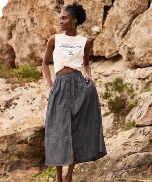 Jupe longue à boutons en chambray femme - LuluCastagnette vue5 - LULUCASTAGNETTE - GEMO