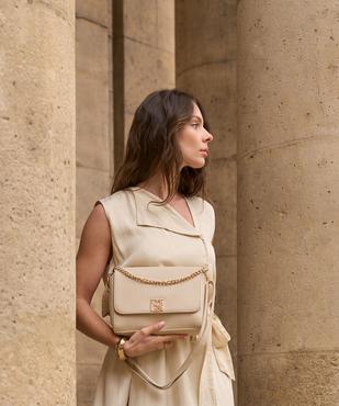 Sac à main grainé à anse en chaîne dorée femme vue4 - BESTINI - GEMO