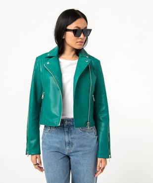 Blouson biker en synthétique imitation cuir femme vue1 - GEMO(FEMME PAP) - GEMO