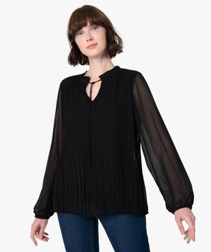 Blouse femme en voile à manches longues vue1 - GEMO(FEMME PAP) - GEMO