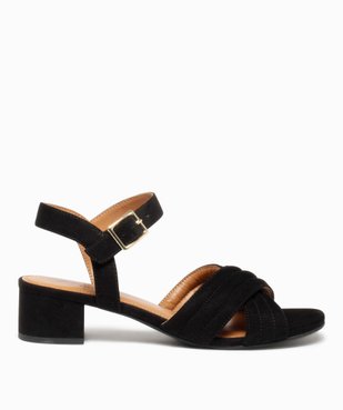 Sandales femme à brides matelassées en suédine et petit talon vue1 - GEMO(URBAIN) - GEMO