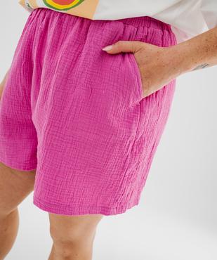 Short ample en double gaze de coton femme grande taille vue2 - GEMO (G TAILLE) - GEMO