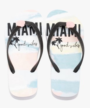 Tongs fille à semelle imprimée Miami et brides pailletées vue1 - GEMO (ENFANT) - GEMO