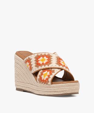 Mules à talon compensé et larges brides en crochet femme vue2 - FOLLOW ME - GEMO