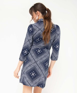 Robe femme imprimée à manches longues et col chemise vue3 - GEMO(FEMME PAP) - GEMO