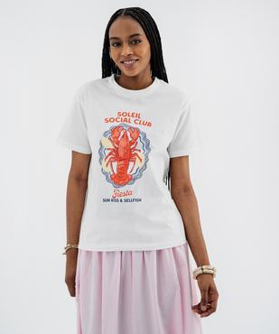 Tee-shirt manches courtes coupe ample avec motif sur l’avant femme vue5 - GEMO 4G FEMME - GEMO