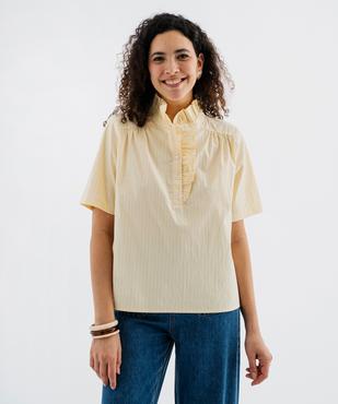 Blouse à manches courtes avec volants sur le col femme vue5 - GEMO(FEMME PAP) - GEMO