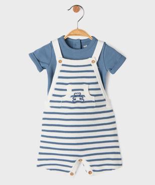 Ensemble 2 pièces bébé garçon salopette en maille et body - LuluCastagnette vue2 - LULUCASTAGNETTE - GEMO