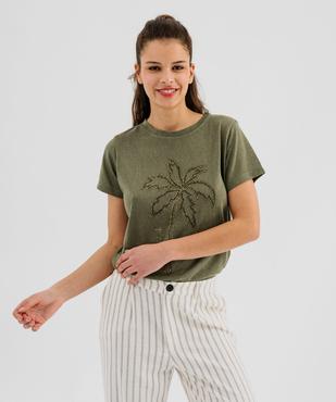Tee-shirt manches courtes avec palmier pailleté femme vue1 - GEMO(FEMME PAP) - GEMO