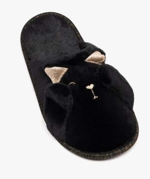 Chaussons mules en velours motif chat femme vue5 - GEMO(HOMWR FEM) - GEMO