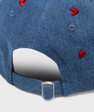 Casquette baseball en jean brodé de cœurs femme vue2 - GEMO (ACCESS) - GEMO