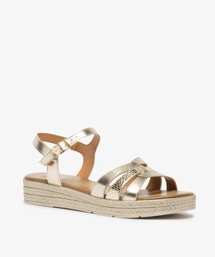 Sandales femme à brides brillantes avec semelle plateforme en corde vue2 - GEMO (CASUAL) - GEMO