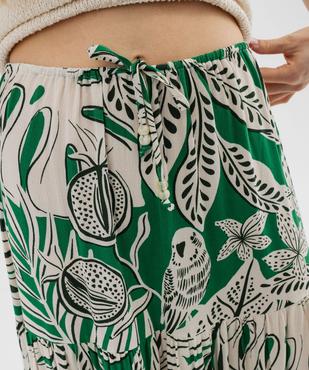 Jupe longue à volants en viscose froissée et imprimée femme vue2 - GEMO(FEMME PAP) - GEMO