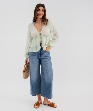 Blouse manches longues à volants et liens à nouer femme vue5 - GEMO(FEMME PAP) - GEMO