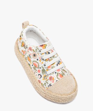 Chaussures bébé fille en toile fleurie et semelle corde vue5 - GEMO(BEBE DEBT) - GEMO