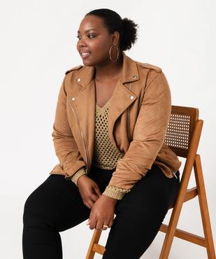 Pull ajouré col V en maille scintillante femme grande taille vue1 - GEMO (G TAILLE) - GEMO