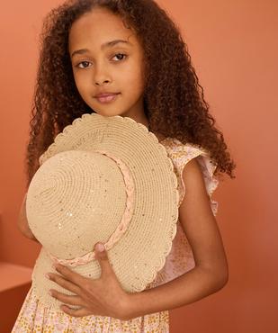 Chapeau capeline en paille à tresse fleurie fille - LuluCastagnette vue1 - LULUCASTAGNETTE - GEMO