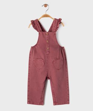 Salopette en jean colorée avec entrejambe zippé bébé fille vue1 - GEMO 4G BEBE - GEMO