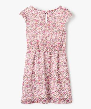 Robe fille courte en voile à fleurs et rayures dorées vue3 - GEMO (ENFANT) - GEMO