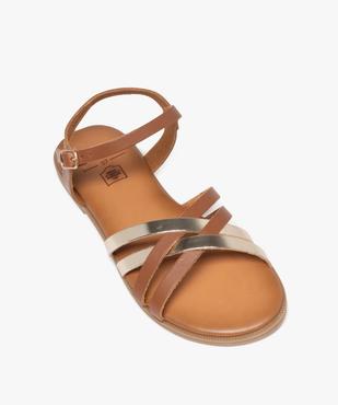 Sandales plates à brides en cuir entrecroisées femme - Tanéo vue5 - TANEO - GEMO