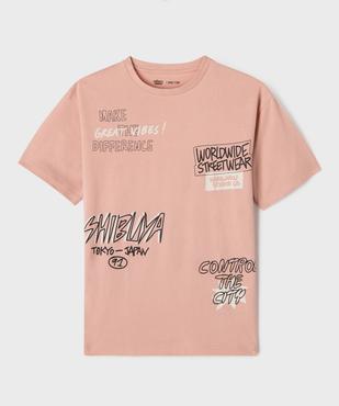 Tee-shirt manches courtes avec inscriptions streetwear garçon vue1 - GEMO 4G GARCON - GEMO