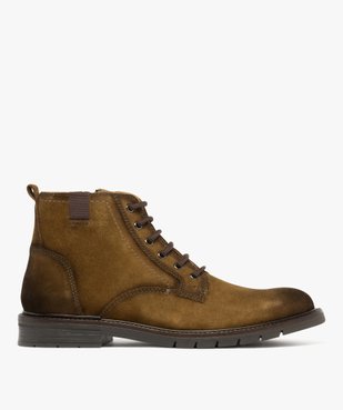 Boots homme dessus en cuir suédé bout amande à lacets et à zip vue2 - MARIO BALDANO - GEMO