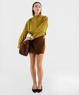 Chemise manches longues à col victorien en voile de coton femme vue5 - GEMO(FEMME PAP) - GEMO