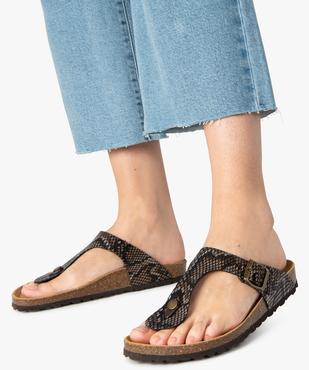Sandales femme à talon plat et entredoigt vue1 - GEMO (CASUAL) - GEMO