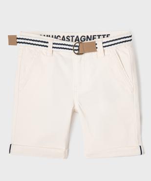 Bermuda en coton stretch avec ceinture garçon - LuluCastagnette vue1 - LULUCASTAGNETTE - GEMO