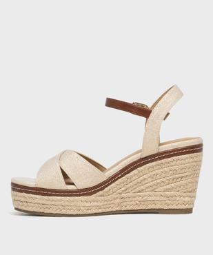 Sandales compensées en toile pailletée femme - LuluCastagnette vue3 - LULUCASTAGNETTE - GEMO