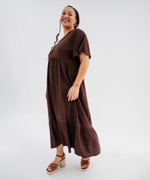 Robe longue à manches courtes en tissu texturé femme grande taille vue2 - GEMO (G TAILLE) - GEMO