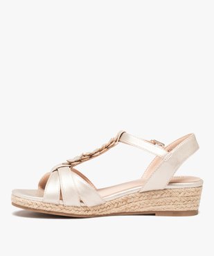 Sandales femme compensées ornées de fleurs en volume vue3 - GEMO