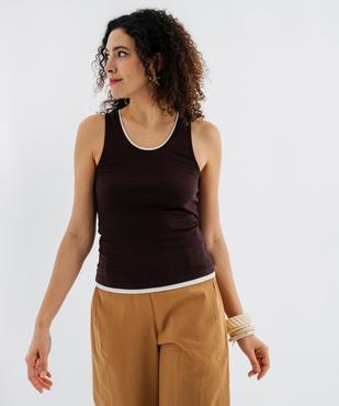Débardeur en coton avec finitions contrastantes femme vue1 - GEMO 4G FEMME - GEMO