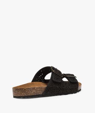 Sandales femme mules plates en cuir sur semelle liège vue4 - GEMO (CASUAL) - GEMO