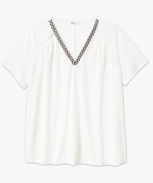 Tee-shirt à manches courtes avec col V brodé femme grande taille vue4 - GEMO (G TAILLE) - GEMO