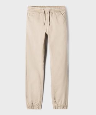 Pantalon jogger en twill de coton stretch à taille élastiquée garçon vue1 - GEMO (JUNIOR) - GEMO