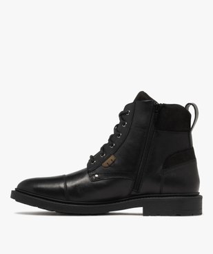 Boots homme casual dessus en cuir et à bout droit style Balmoral vue4 - URBAN STEPS - GEMO