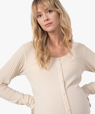Robe de grossesse longue en maille côtelée vue2 - GEMO (MATER) - GEMO