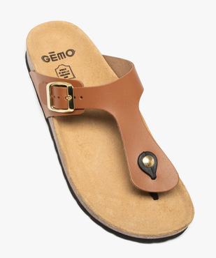 Mules femme en cuir uni à entre-doigts et à boucle vue6 - GEMO (CASUAL) - GEMO