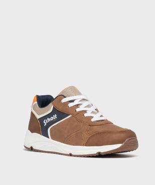 Baskets basses retro running à lacets garçon - Schott vue2 - SCHOTT - GEMO