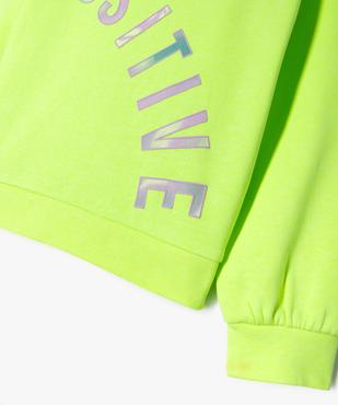 Sweat en molleton fluo à message fille vue2 - GEMO 4G FILLE - GEMO