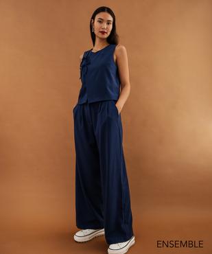 Ensemble top sans manches et pantalon fluide femme - GEMO