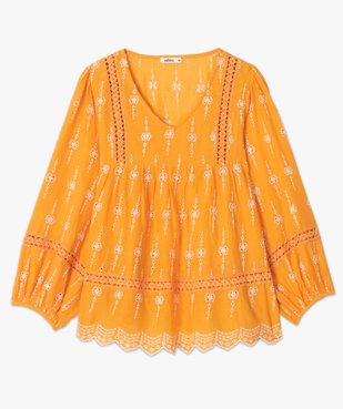 Blouse femme brodée à manches longues coupe ample vue4 - GEMO(FEMME PAP) - GEMO