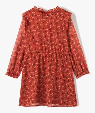Robe fille à manches longues en voile imprimé et volants vue1 - GEMO (ENFANT) - GEMO